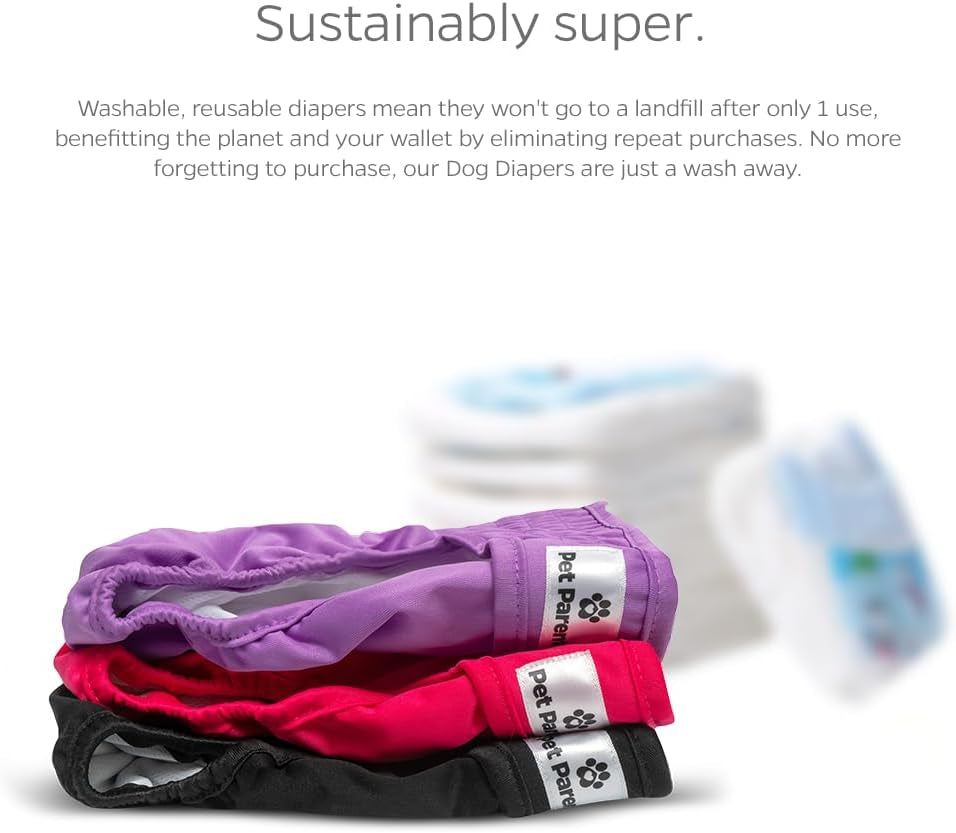 Premium Washable Dog Diapers & Extendrs, (3Pack) of Female Dog Diapers & Dog Diapers Male (X-Small, Princess)
