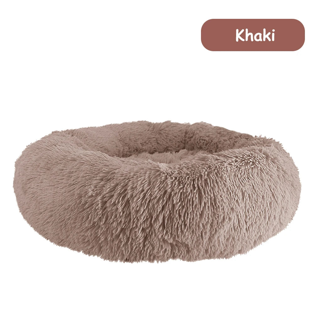 Donut Dog Bed Warm Soft Long Plush Pet Bed for Samll Large Dog House Cat Calming Beds Washable Winter Kennel Sofa Cushion Mat