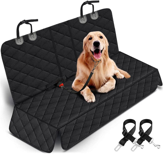 Dog Car Seat Cover - Waterproof Back Seat Protector for Pets, Non-Slip Design with Armrest Compatibility for Most Cars, Trucks, and SUVs - Black