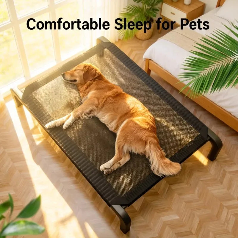 Foldable Elevated Dog Camp Bed with Canopy