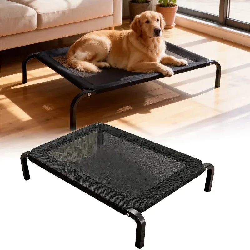 Foldable Elevated Dog Camp Bed with Canopy