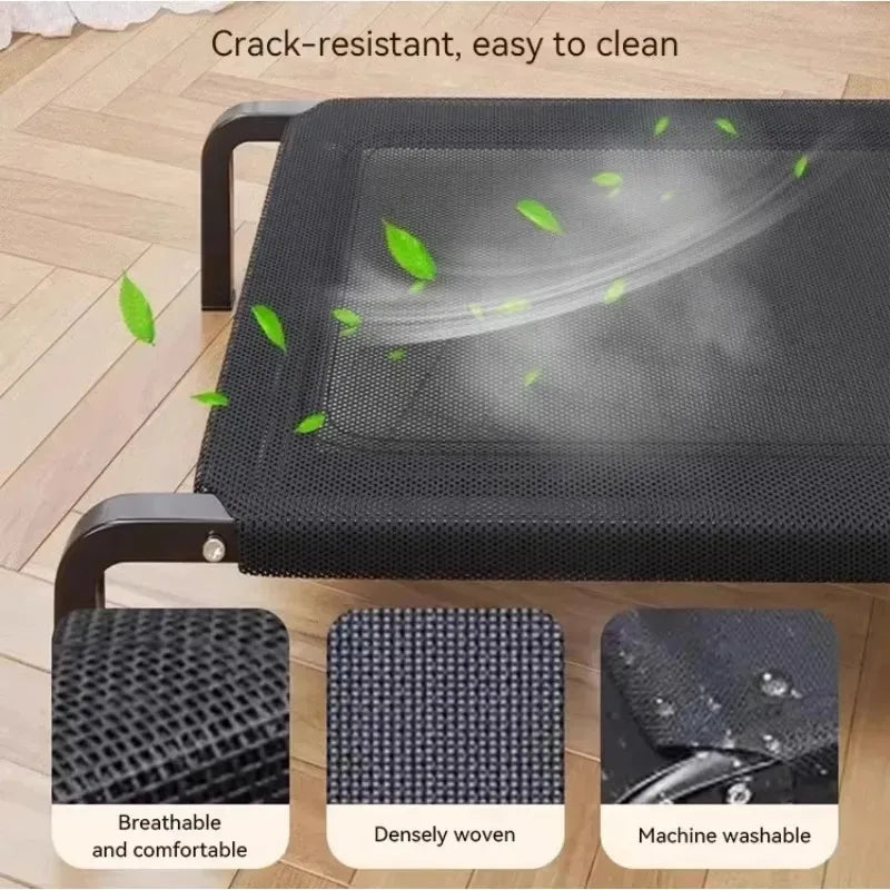 Foldable Elevated Dog Camp Bed with Canopy