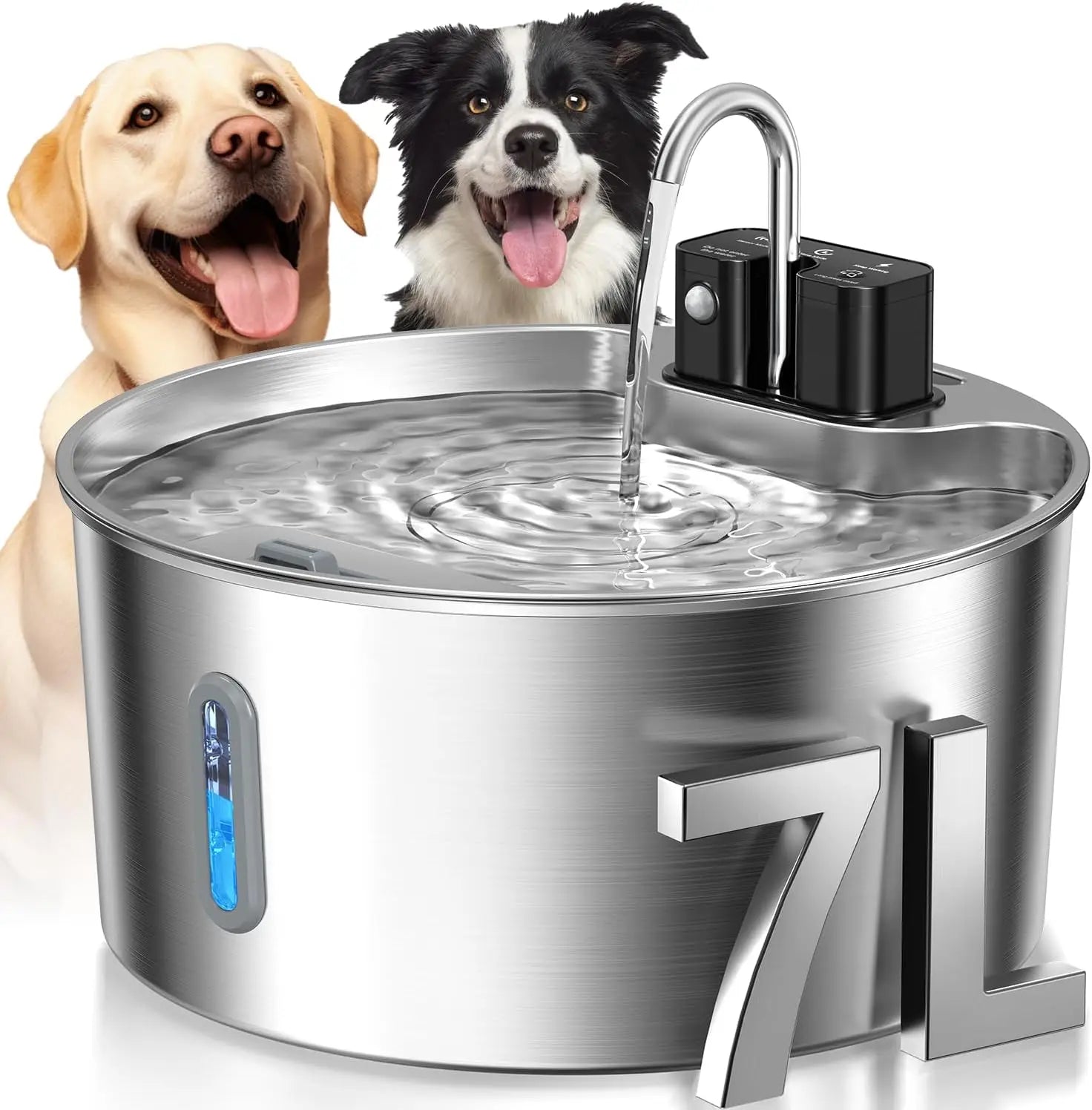 7L Stainless Steel Wireless Pet Water Fountain with Sensor