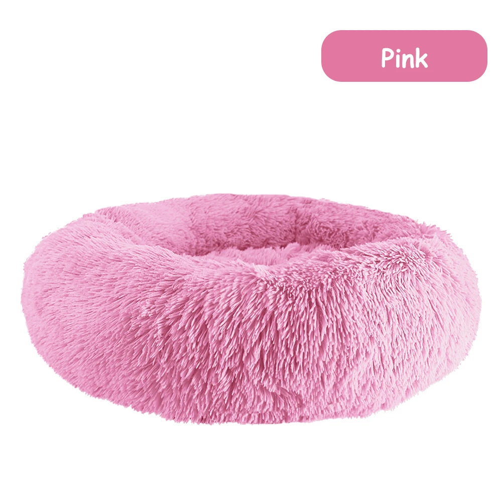 Donut Dog Bed Warm Soft Long Plush Pet Bed for Samll Large Dog House Cat Calming Beds Washable Winter Kennel Sofa Cushion Mat